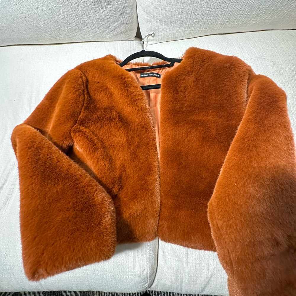 Naked Wardrobe faux fur jacket. Size small worn once